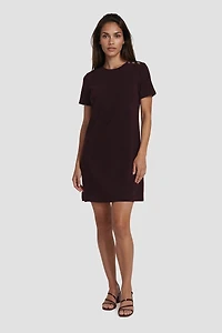 Short Sleeve Day Dress - Burgundy