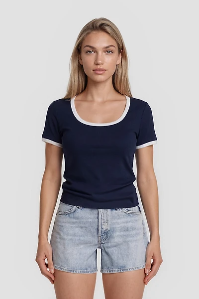 Square Neck Short Sleeve Top