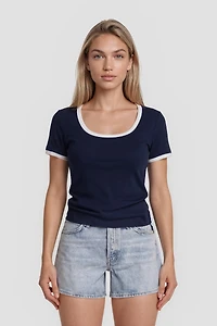 Square Neck Short Sleeve Top