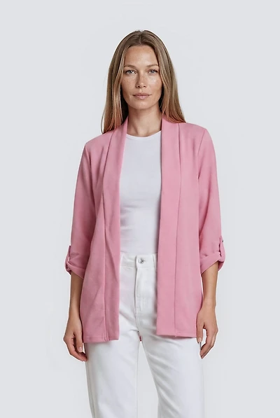 Roll Up Open Blazer - Pink