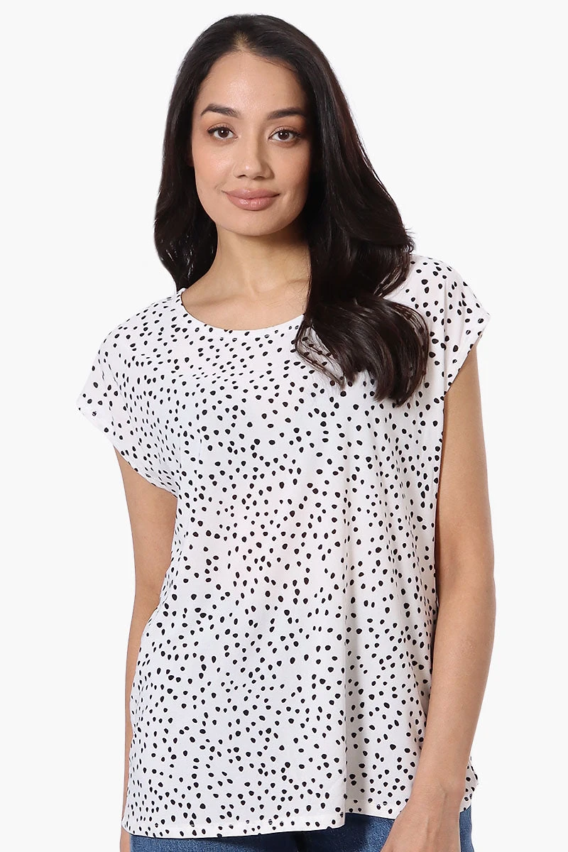 Beechers Brook Dotted Cap Sleeve Tee - White