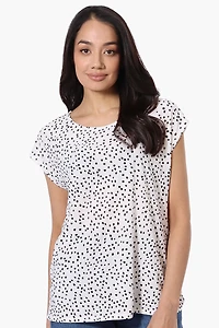 Beechers Brook Dotted Cap Sleeve Tee - White
