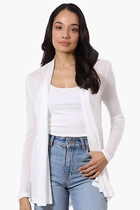 Long Sleeve Open Wrap Cardigan - White