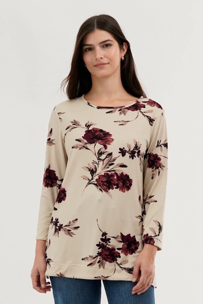 International INC Company Floral 3/4 Sleeve Blouse