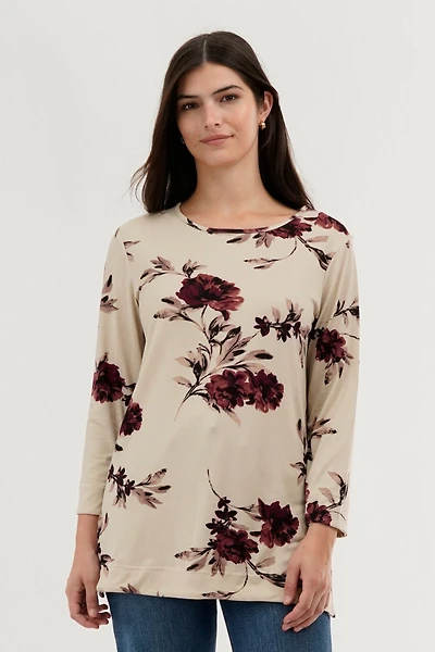 International INC Company Floral 3/4 Sleeve Blouse