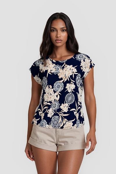 Cap Sleeve Printed Shirt