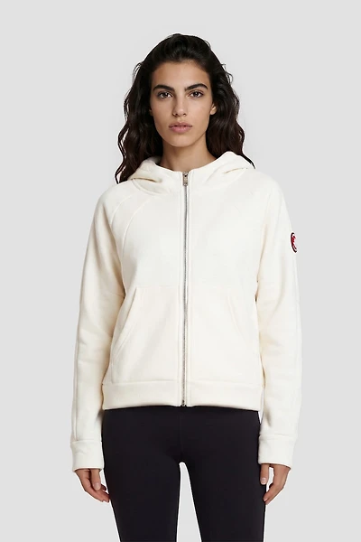 Long Sleeve Zip Up Hoodie - White
