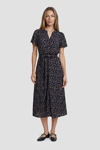 Short Sleeve Tie-Up Midi Dress