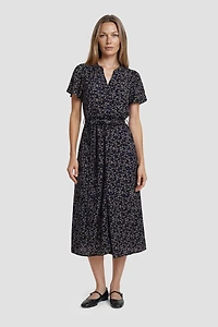 Short Sleeve Tie-Up Midi Dress