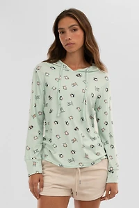 Canada Weather Gear Coffee Print Hooded Pajama Top