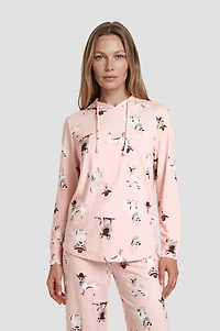 Long Sleeve Hooded Pajama Top - Pink