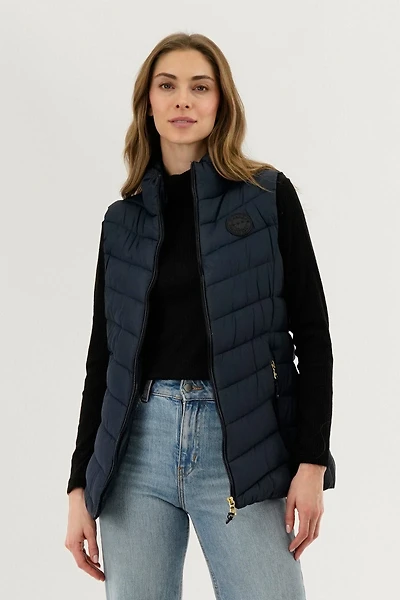 Chevron Quilted Vest - Navy