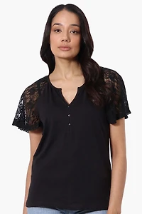 Majora Lace Cap Sleeve V-Neck Tee