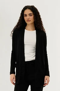 International INC Company Waffle Knit Open Cardigan
