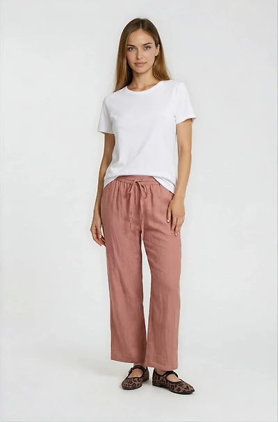Cropped Wide Leg Pants - Coral