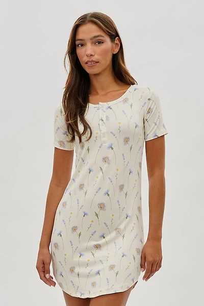 Runaway Bay Floral Short Sleeve Henley Day Dress