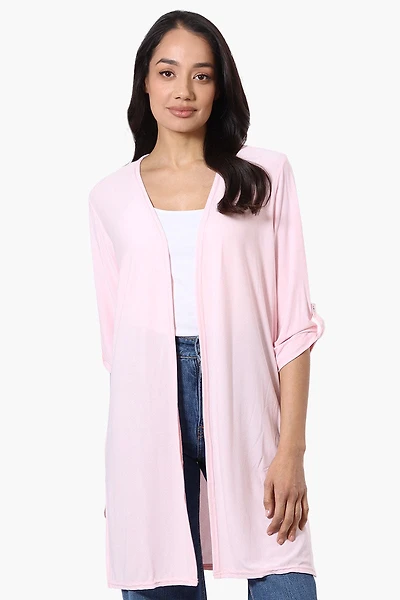 International INC Company Roll Up Sleeve Open Duster Cardigan