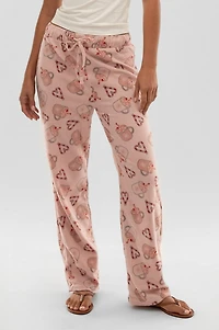 Festive Print Wide Leg Pajama Pants - Pink