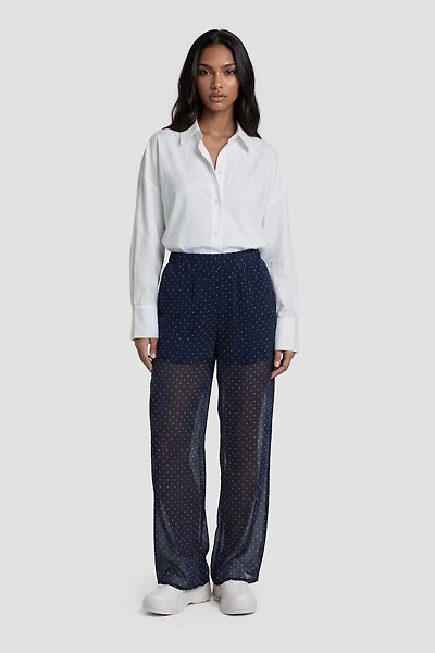Polkadot Mesh Pants - Navy