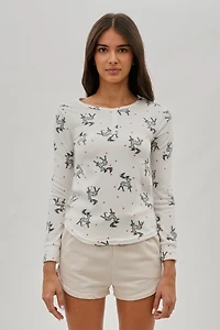 Canada Weather Gear Reindeer Print Henley Pajama Top - White