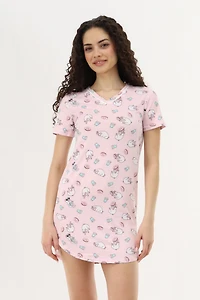 Puppy Print Tunic Pajama Top - Pink