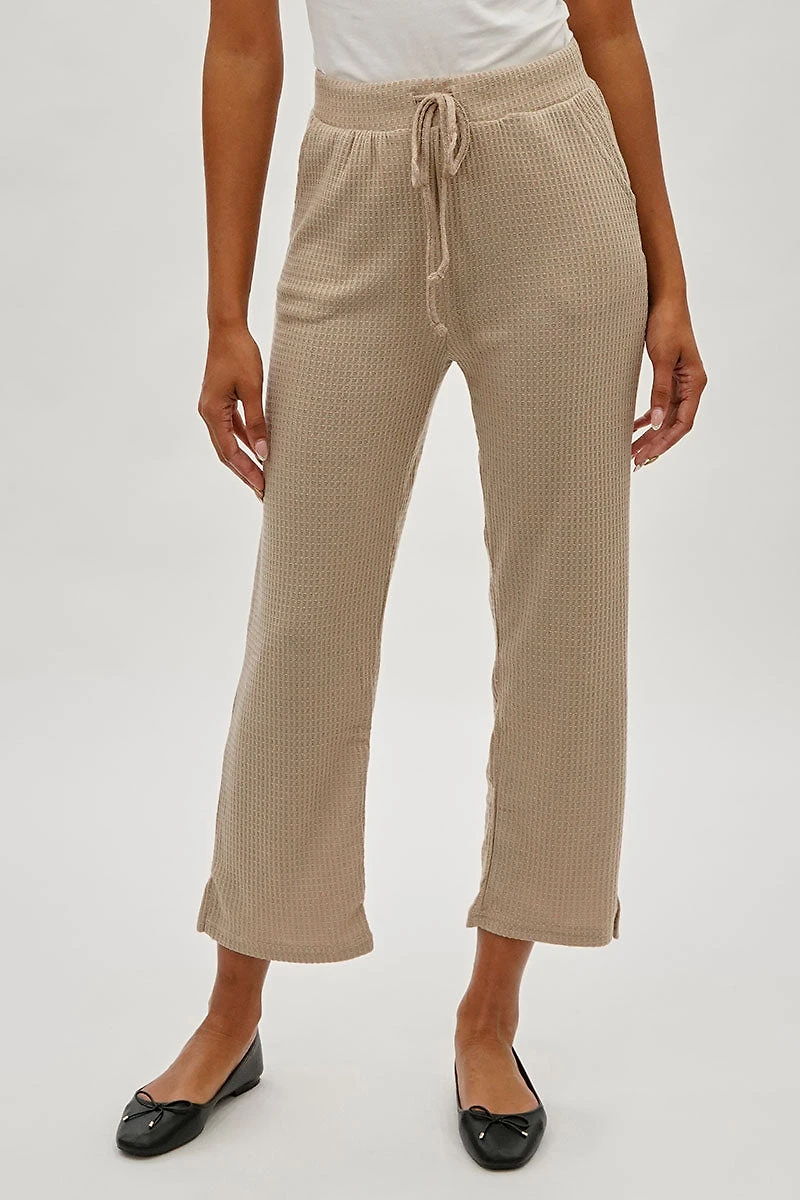 Fahrenheit Waffle Knit Tie Waist Pants