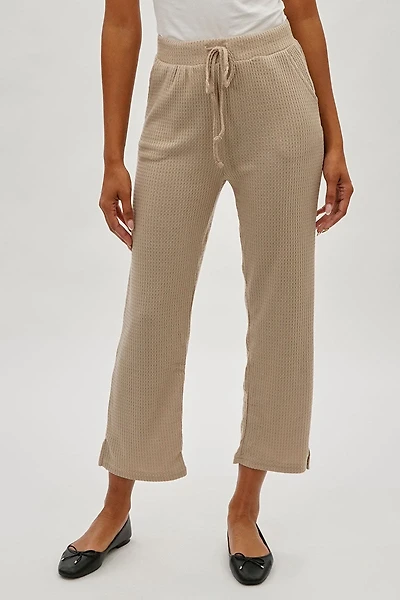 Fahrenheit Waffle Knit Tie Waist Pants