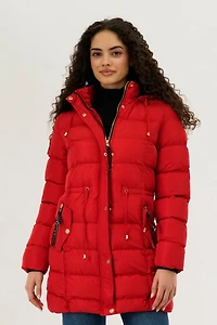 Tie Waist Puffer Parka Jacket