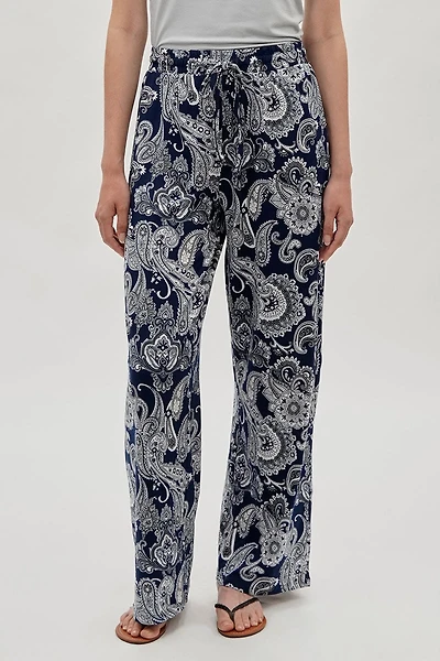 International INC Company Paisley Print Wide Leg Pants - Navy