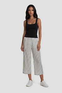 Printed Cropped Pants - White
