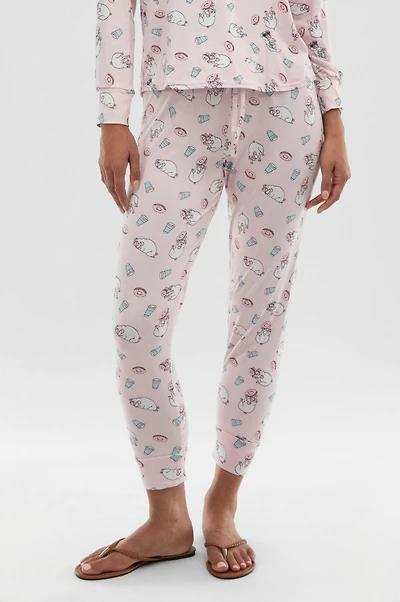 Canada Weather Gear Dog Print Tie Waist Pajama Pants - Blush