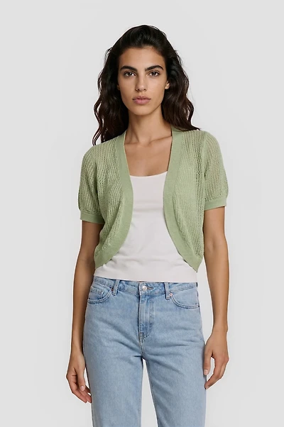 Open Knit Short Sleeve Shrug