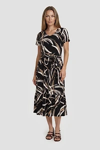 Belted Tiered Dress - Black