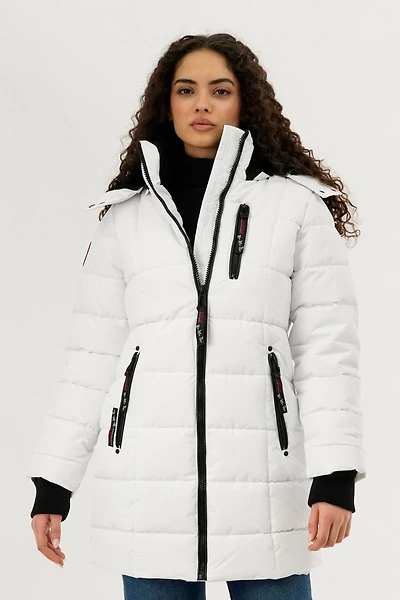 Square Quilted Parka Jacket - White