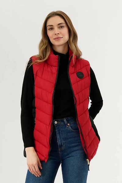 Chevron Quilted Vest - Red
