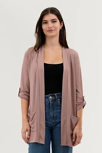 International INC Company Roll Up Sleeve Wrap Cardigan