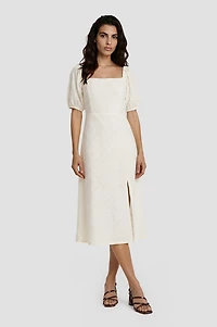 Puff Sleeve Smock Midi Dress
