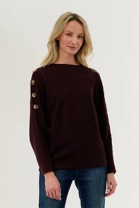 International INC Company Ribbed Button Detail Pullover Sweater