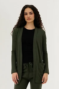 Waffle Knit Open Cardigan