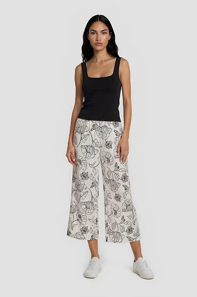 Wide Leg Cropped Pants - White