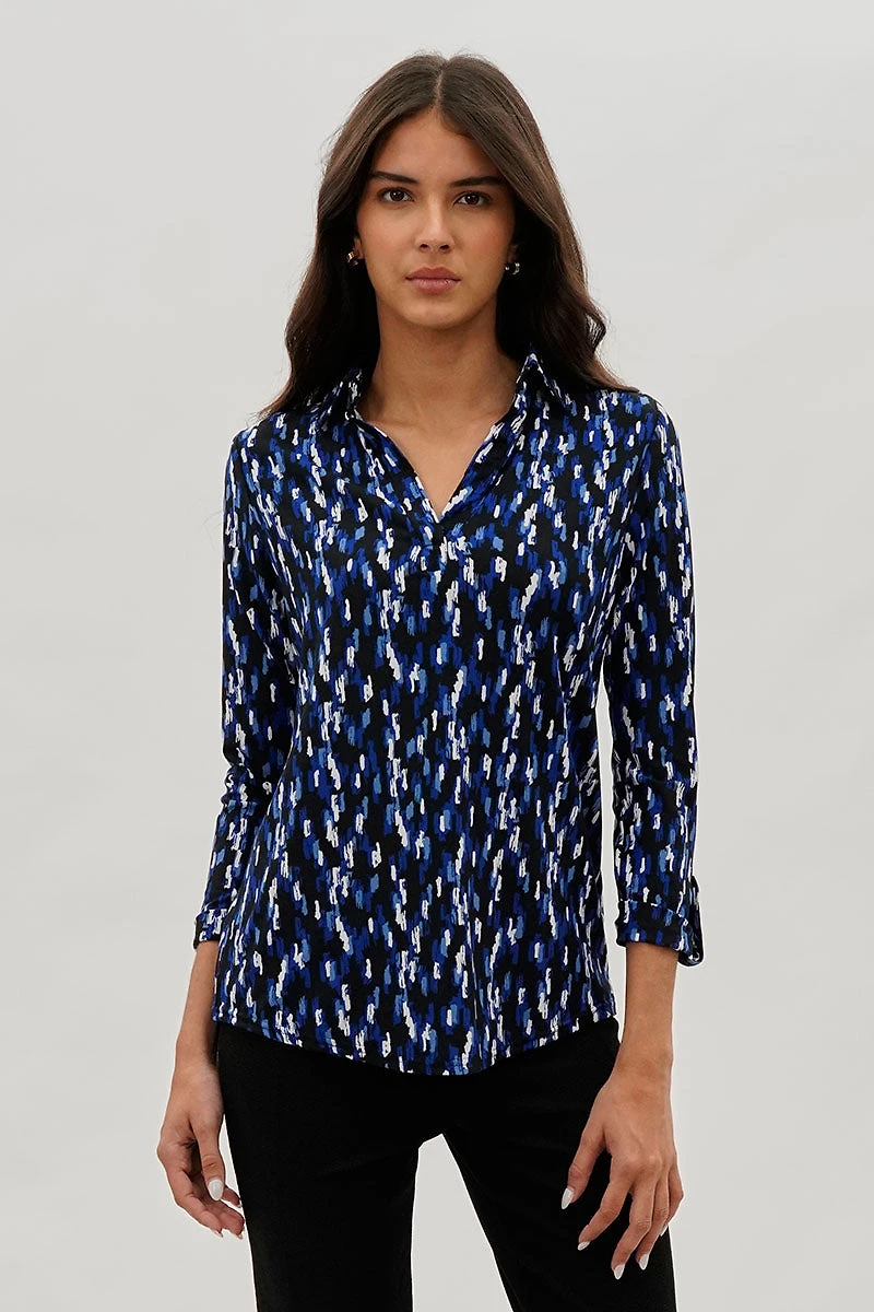 International INC Company Split Neck Collared Blouse