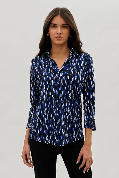 International INC Company Split Neck Collared Blouse
