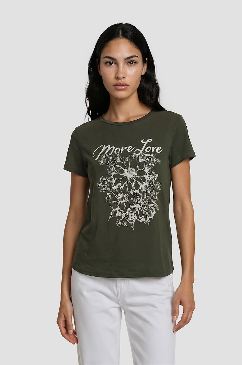 Short Sleeve Printed Tee - Olive
