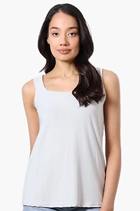 Beechers Brook Solid Square Neck Tank Top - Stone