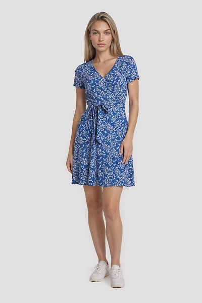 Short Sleeve V-Neck Tie-Up Day Dress