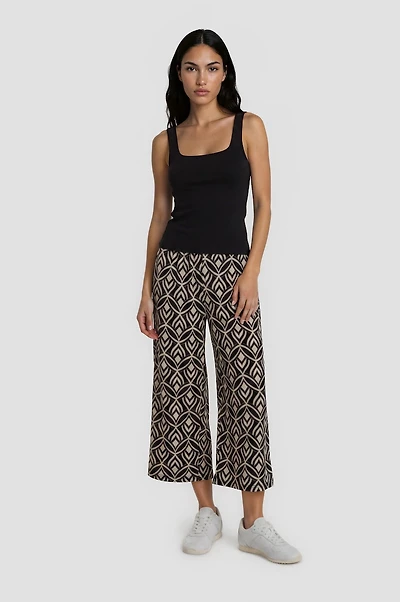 Fold Over Cropped Printed Pants