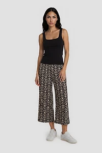 Fold Over Cropped Printed Pants