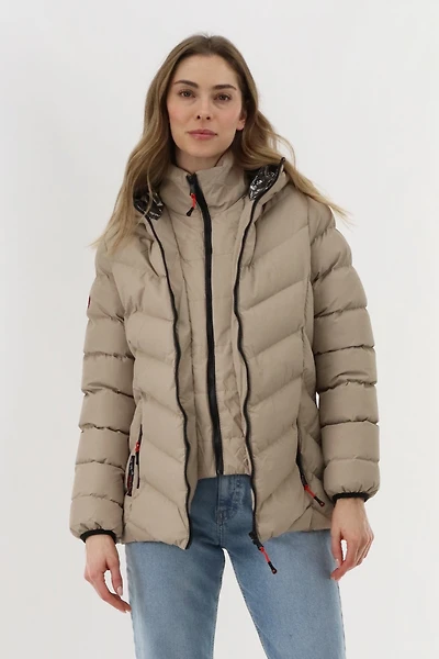 Canada Weather Gear Quilted Puffer Double Zip Bomber Jacket