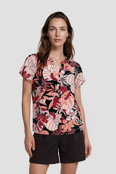Short Sleeve V-Neck Printed Shirt - Multi