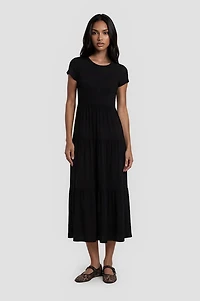 Short Sleeve Tiered Maxi Dress